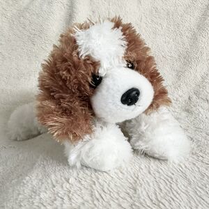 Cocker Spaniel Dog Plush Toy Brown White Floppy Laying 12” Stuffed Animal Toy